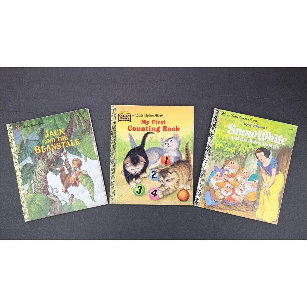 Vintage Lot Golden Books Jack Beanstalk 1st Counting Snow White Seven Dwarfs